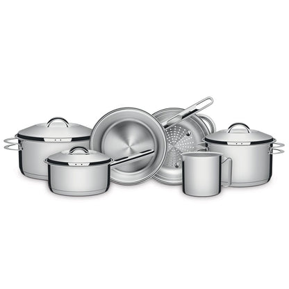Tramontina Solar 6-piece stainless steel cookware set with tri-ply base and stainless steel lids