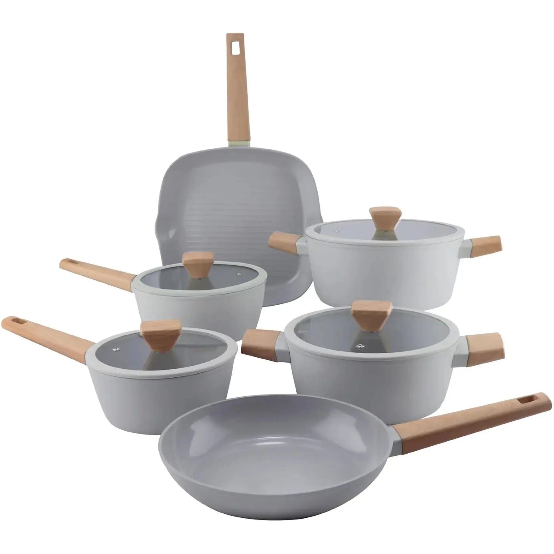 6-Piece Nonstick Cookware Set in Gray with Ceramic Coating and Aluminum