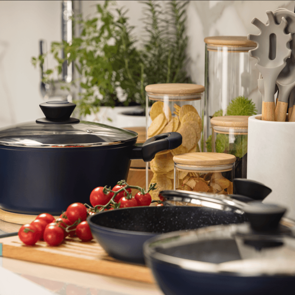 5-Piece Everyday Nonstick Induction Cookware Set Blue