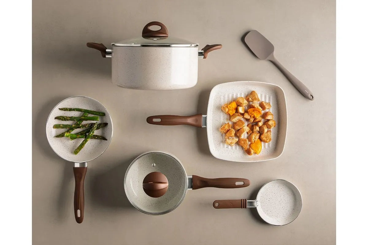 Brinox Nonstick Ceramic Life 8-Piece Smart Plus Vanilla Cookware Set