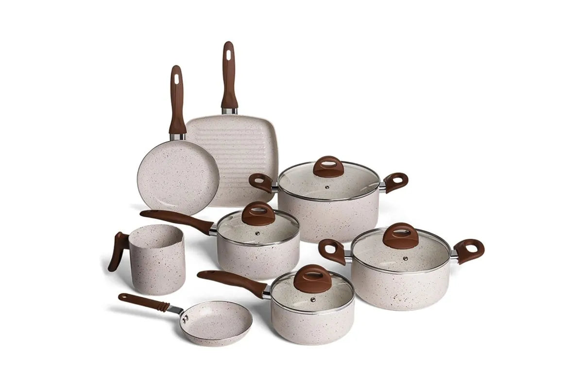 Brinox Nonstick Ceramic Life 8-Piece Smart Plus Vanilla Cookware Set